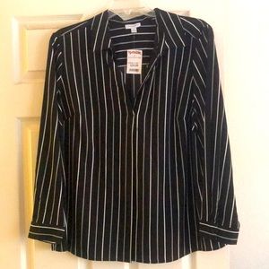 Never worn black & white, long-sleeved blouse